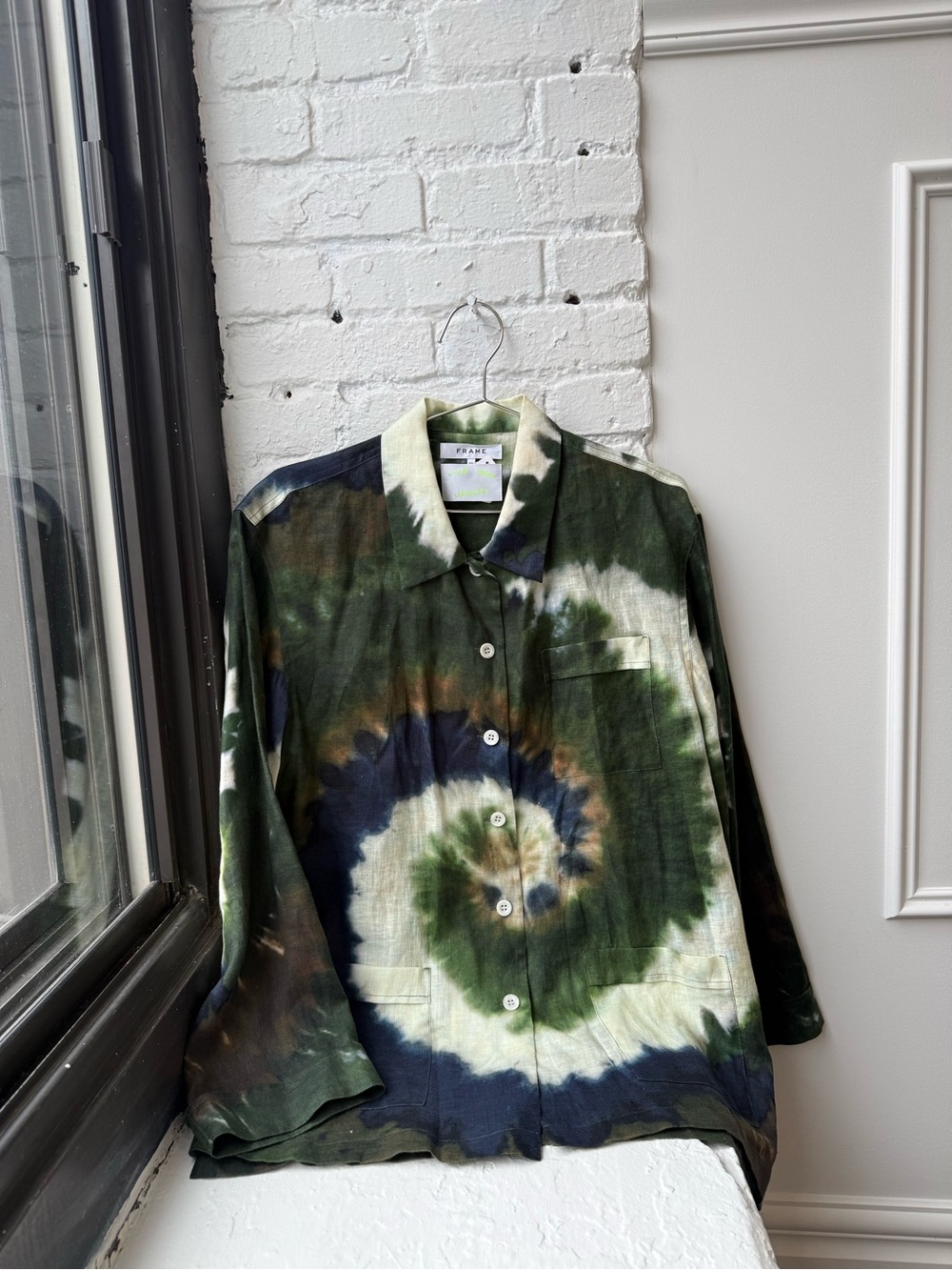 Frame Denim Green & Blue Spiral Tie-Dye Shirt Jacket